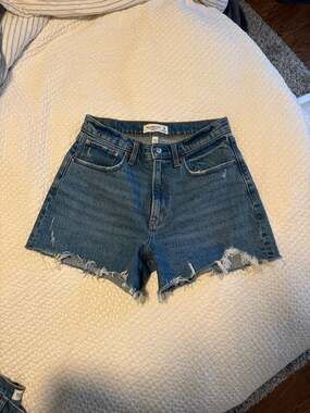 Abercrombie & Fitch The 4” Mom Short High Rise Distressed Curve Love Denim Short